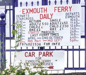 Starcross Exmouth ferry timetable